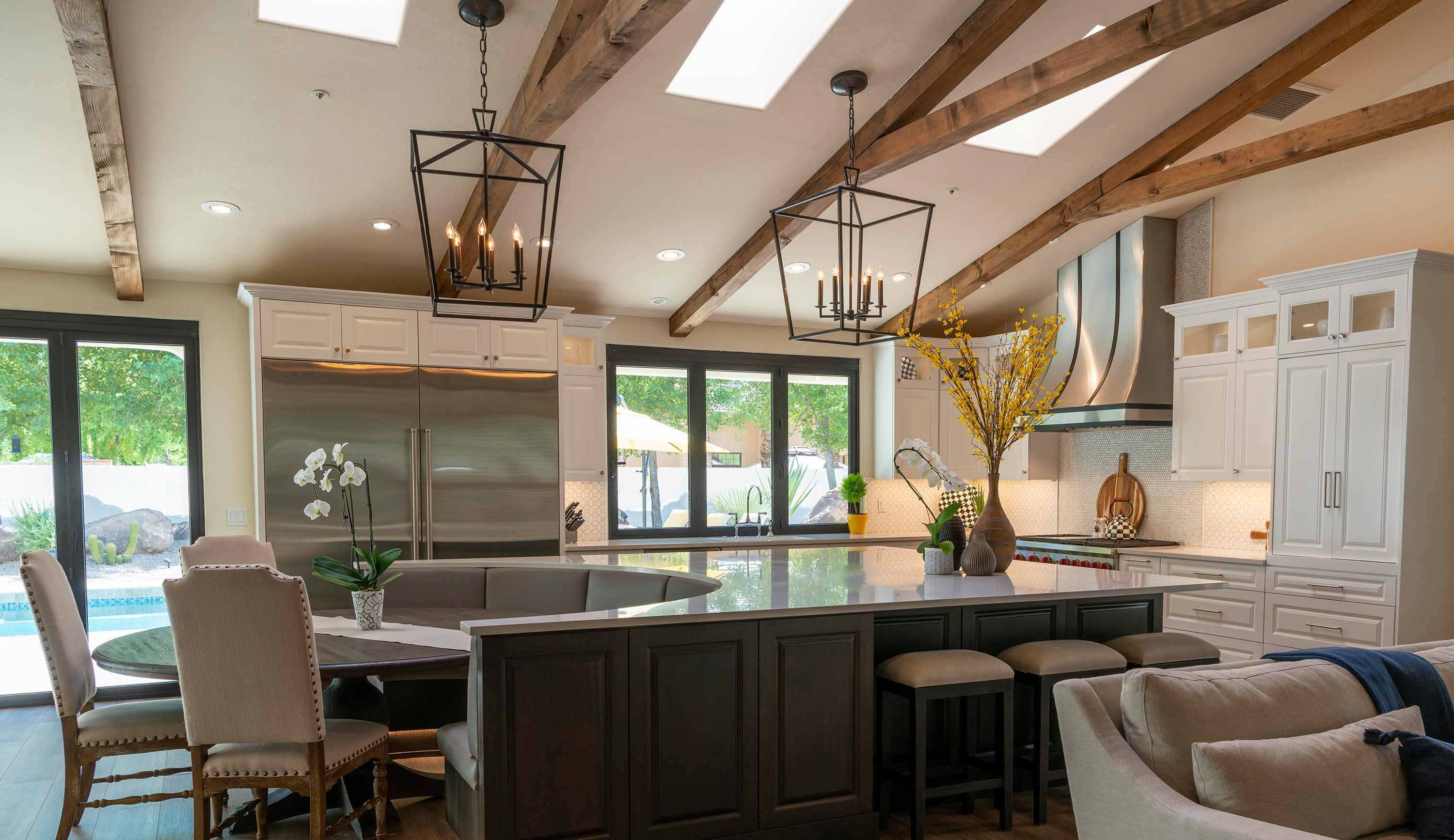 kitchen with texas charm and exposed wooden beams