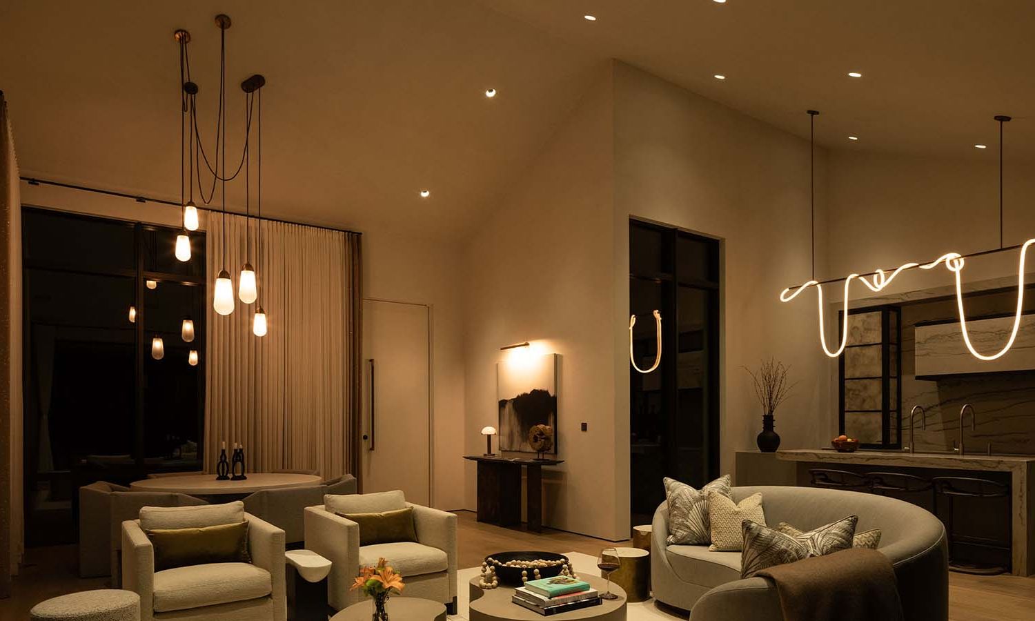 light fixtures in a home dimly lit