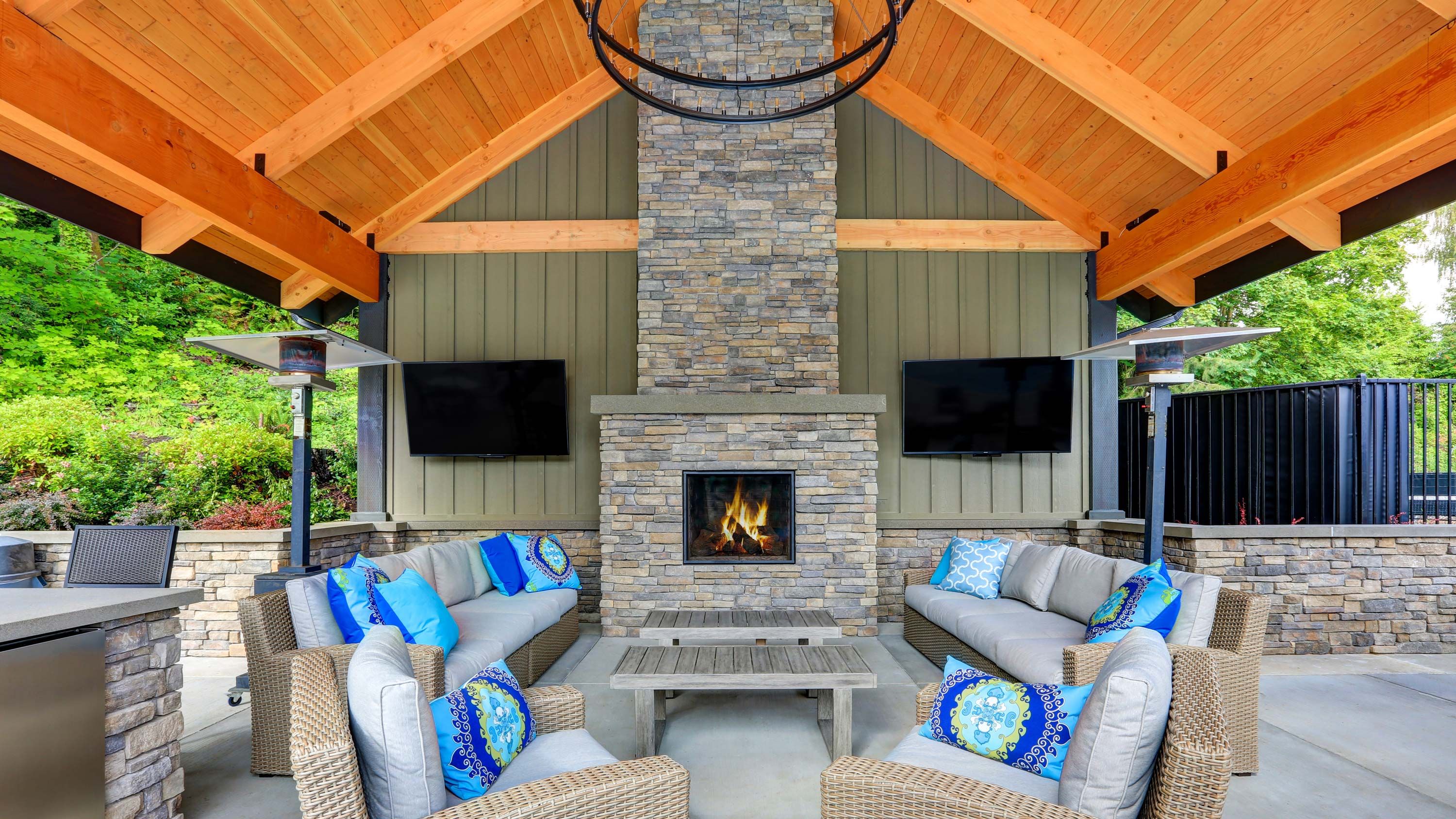 southern porch with wooden ceiling and shiplap green walls